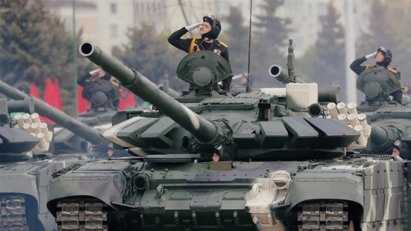 Binh sĩ Nga tham gia lễ duyệt binh nhân kỷ niệm 75 năm chiến thắng trong Chiến tranh Vệ quốc vĩ đại, tại Quảng trường Đỏ ở thủ đô Moskva ngày 24/6/2020. (Ảnh: AFP/TTXVN)