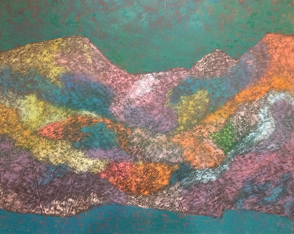 Bức sơn dầu ''Phố núi 2'' của Nguyễn Thị Minh Hiếu, kích thước 80x100cm. Giá khởi điểm 10 triệu đồng. Bước giá 1 triệu đồng.