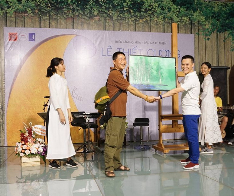 Đấu giá bức sơn dầu Phong cảnh, kích thước 50x70cm của họa sỹ Nguyễn Quốc Thắng. (Ảnh:Gallery 39-PTLQS)