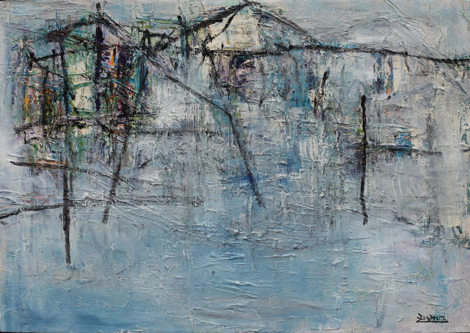 Bức sơn dầu ''Mùa thu 2'' của Phạm Trần Quân, kích thước 70x100cm. Giá khởi điểm 10 triệu đồng. Bước giá 1 triệu đồng.