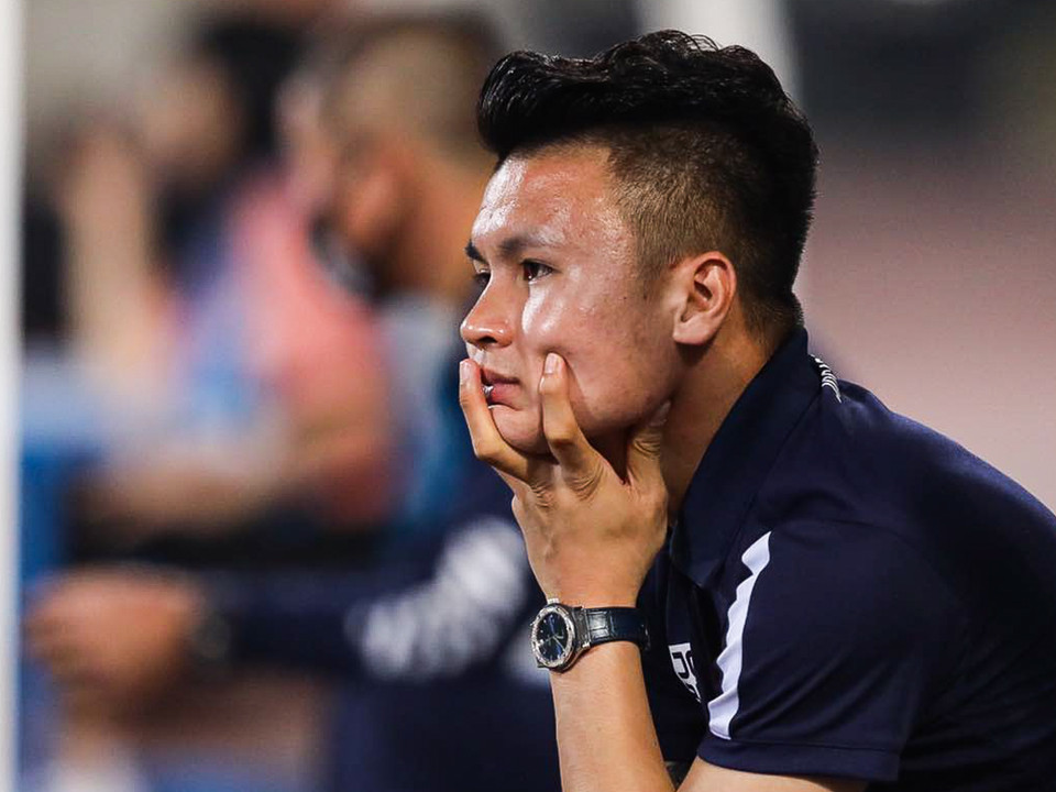 Đội hình đội bóng Thủ đô không có Quang Hải vì chấn thương nhưng vẫn chơi áp đảo nhờ sự đồng đều và lối đá kiểm soát quen thuộc. (Ảnh: PV/Vietnam+) 