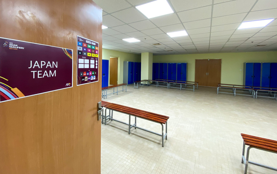 Phòng thay đồ của đội tuyển Nhật Bản ở trận đấu vào ngày 11/11 tới. (Ảnh: Nam Nguyễn/Vietnam+)