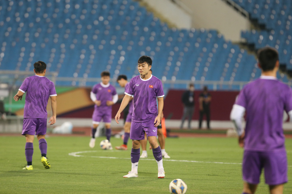 Đây là buổi tập cuối cùng của đội tuyển trên sân nhà trước khi đối đầu Nhật Bản vào ngày 11/11 tới. (Ảnh: PV/Vietnam+)