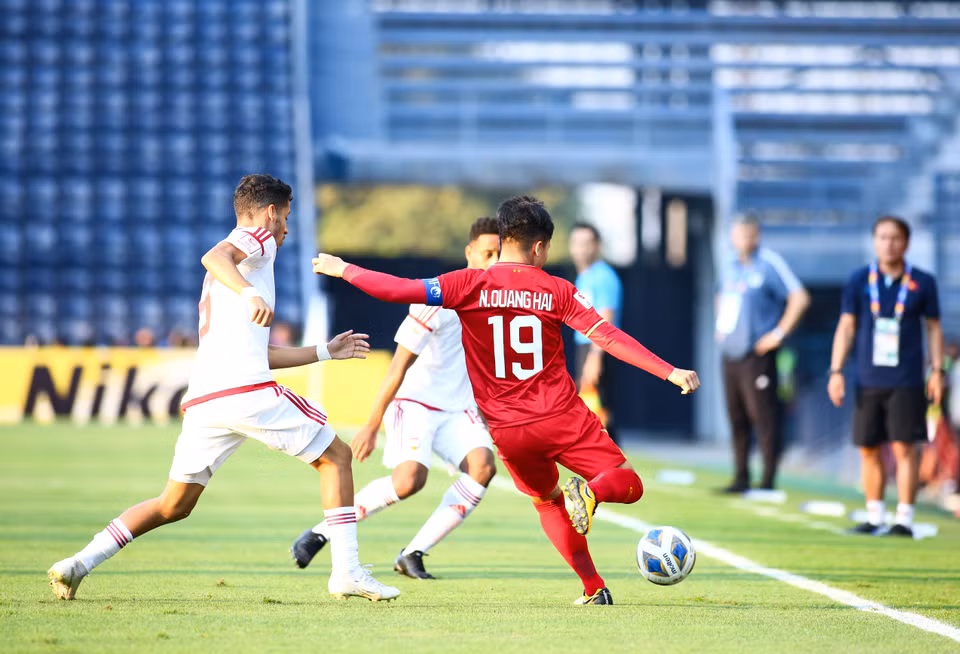 Quang Hải là cầu thủ chơi ấn tượng nhất trong đội hình U23 Việt Nam trước U23 UAE với khả năng xử lý bóng khéo léo trong phạm vi hẹp. (Ảnh: Nguyên An/Vietnam+)