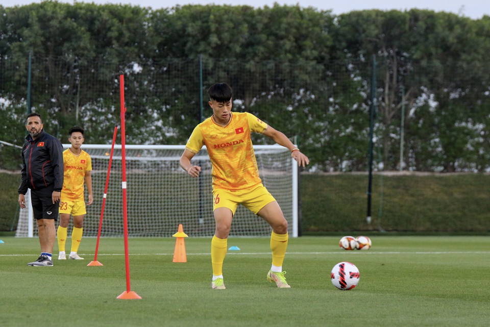U23 Việt Nam đang nỗ lực hướng đến kết quả tốt tại giải quốc tế U23 Doha Cup 2023. Đây là giải đấu đầu tiên của huấn luyện viên Philippe Troussier trên cương vị huấn luyện viên trưởng U23 Việt Nam. (Ảnh: VFF)