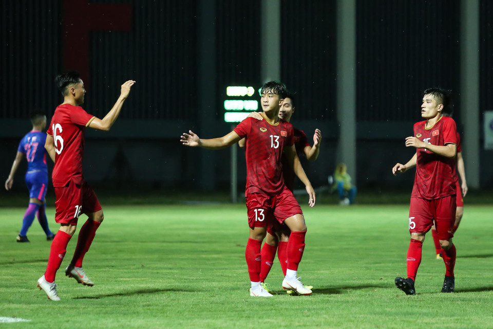 Thắng chung cuộc 2-0, U22 Việt Nam tạm mang niềm vui và sự yên tâm tới huấn luyện viên Park Hang-seo ở đợt tập trung lần này. (Ảnh: Nguyên An)
