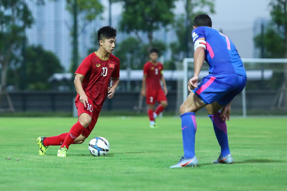 Dù chỉ là trận giao hữu song cả tuyển U22 Việt Nam và CLB Kitchee (Hong Kong) đều tung ra đội hình tương đối mạnh. (Ảnh: Nguyên An/Vietnam+)