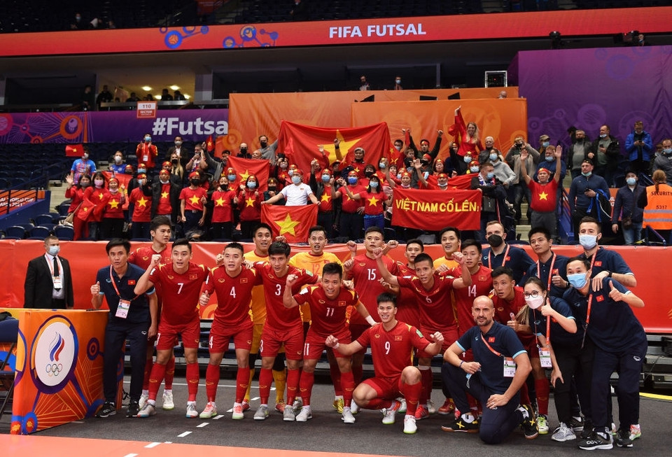 Đội tuyển futsal Việt Nam không thể gia tăng thành tích tại đấu trường World Cup nhưng đang từng bước có được chỗ đứng trên thế giới. (Ảnh: Getty Images)