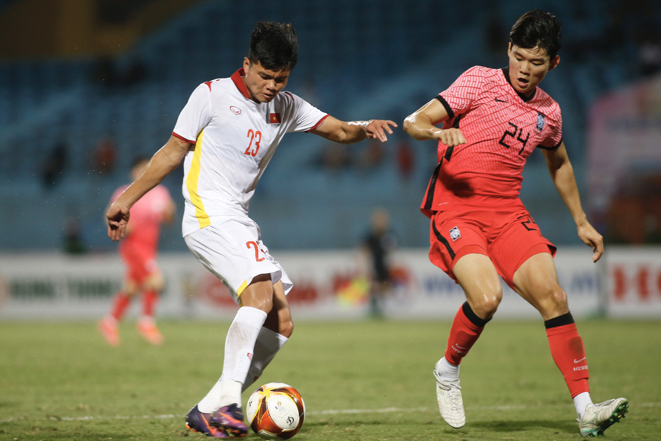 U23 Việt Nam tái đấu U20 Hàn Quốc ở trận đấu giao hữu lượt về trên sân nhà Hàng Đẫy vào tối nay (22/4) với đội hình gần như mạnh nhất. (Ảnh: PV/Vietnam+)