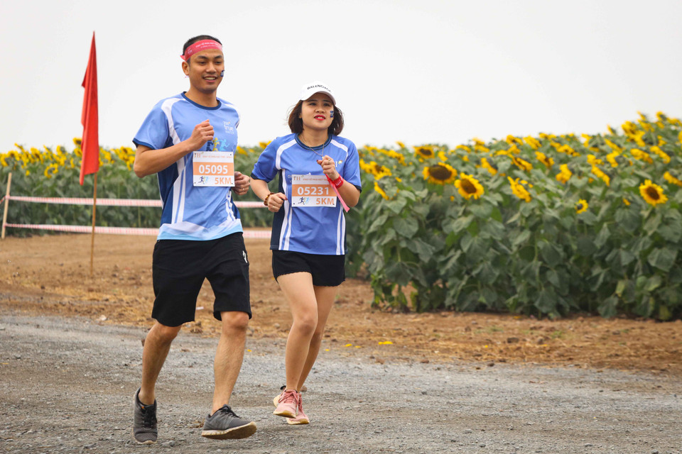 Cự ly 21km sở hữu cung đường từ cánh đồng hoa hướng dương, men theo các trang trại bò sữa, băng qua các cánh đồng cỏ, hồ Sông Sào và các cánh rừng trong khu vực quanh cụm trang trại bò sữa TH. (Ảnh: PV/Vietnam+)