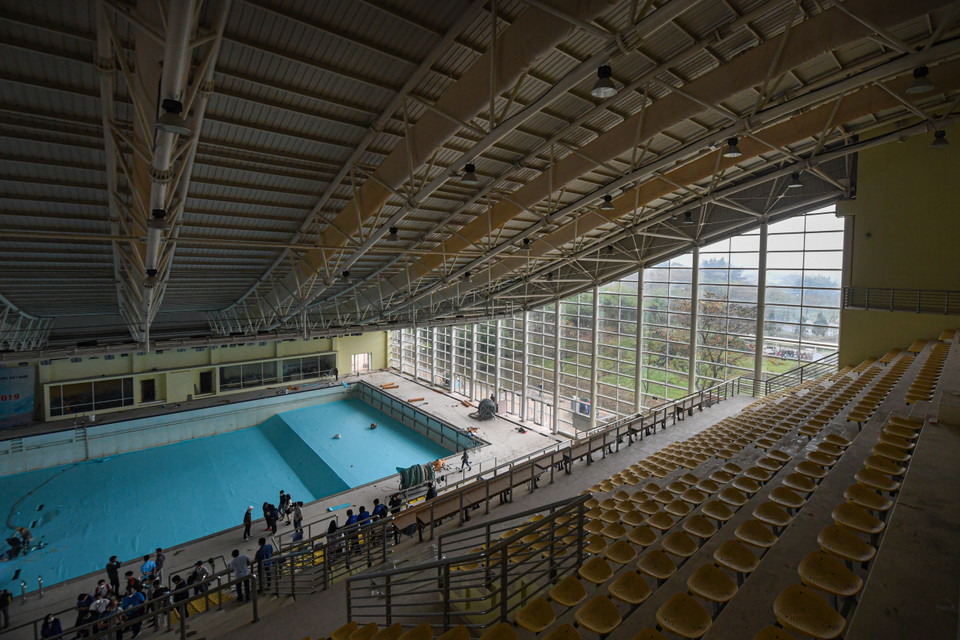 Tình trạng tương tự cũng xảy ra tại Cung thể thao dưới nước tại Hà Nội. (Ảnh: PV/Vietnam+)