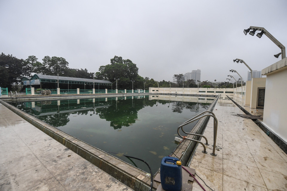 Hình ảnh bể bơi ngoài trời tại Cung thể thao dưới nước tại Hà Nội. (Ảnh: PV/Vietnam+) 