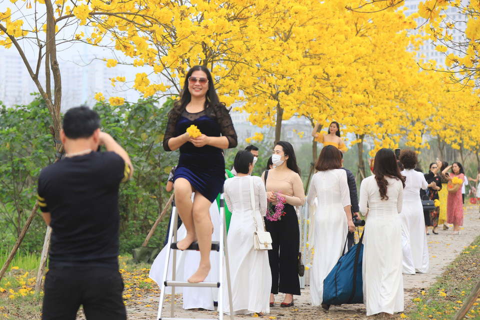 Có những ê-kíp còn mang theo cả thang để phục vụ cho việc chụp ảnh. (Ảnh: Hoài Nam/Vietnam+)