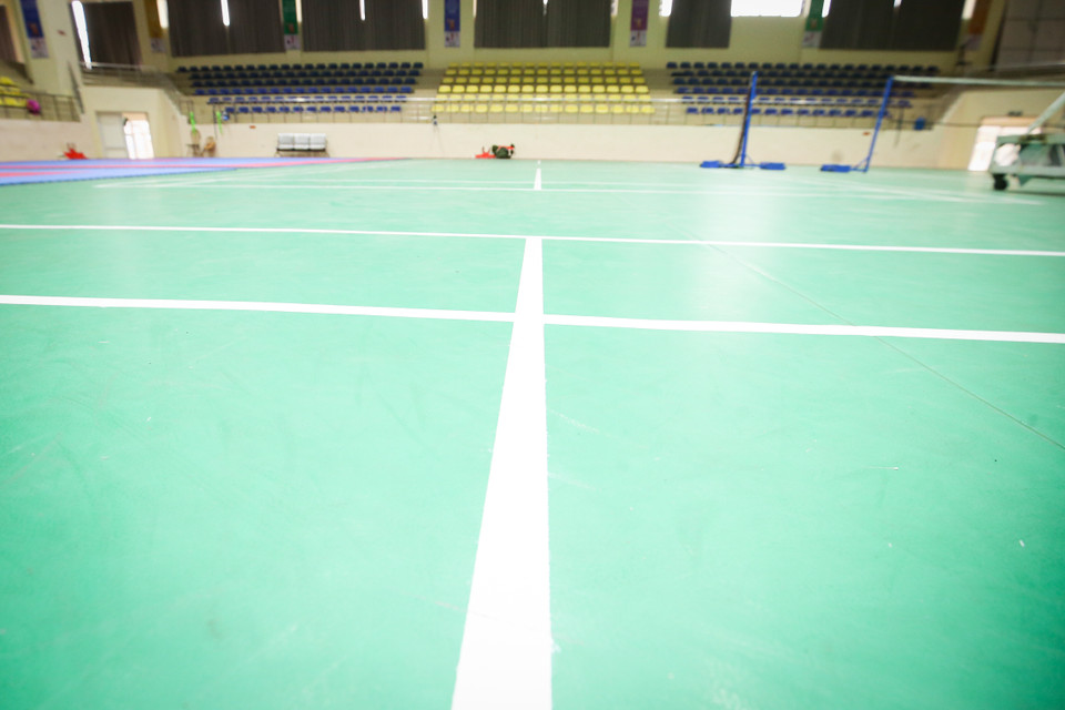 Đặc biệt, mặt sàn thi đấu được chú trọng cho việc tổ chức các môn thi đấu về võ nên sớm được hoàn thành cách đây hơn một tháng. (Ảnh: PV/Vietnam+)