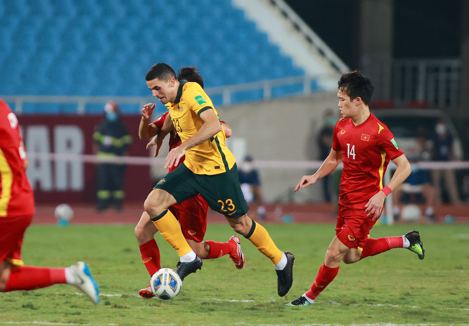 Đội tuyển Việt Nam tiếp tục có 90 phút thi đấu tốt khiến đối thủ hàng đầu châu Á phải vất vả mới có thể giành chiến thắng ở vòng loại thứ ba World Cup 2022. (Ảnh: Hiển Nguyễn/Vietnam+)