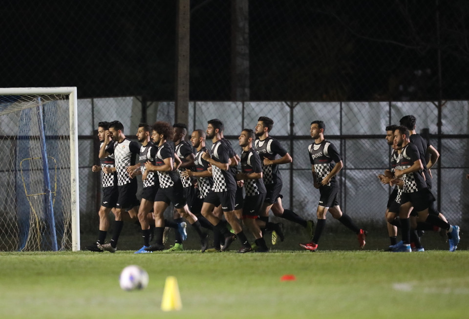 Tối 12/1, tuyển U23 Jordan tập buổi cuối trước khi bước vào trận đấu chính thức với U23 Việt Nam tại lượt trận thứ hai bảng D vòng chung kết U23 châu Á. (Ảnh: Nguyên An/Vietnam+)