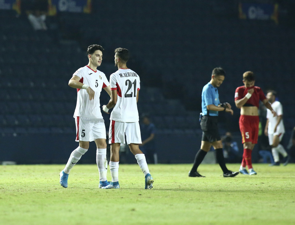 U23 Jordan cho thấy rõ sự thoải mái, vui vẻ và hài lòng khi có kết quả hoà trước U23 Việt Nam. (Ảnh: Nguyên An/Vietnam+)