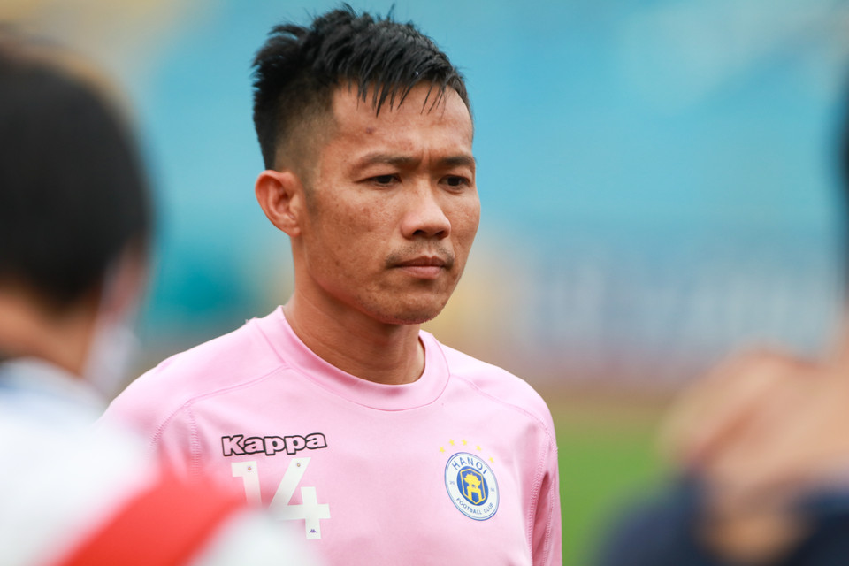 Đội bóng Thủ đô hiện sở những cầu thủ lớn tuổi nhưng thi đấu ấn tượng nhất V-League như Thành Lương, Lê Tấn Tài, Bùi Tấn Trường và Văn Quyết. (Ảnh: Hiển Nguyễn/Vietnam+)