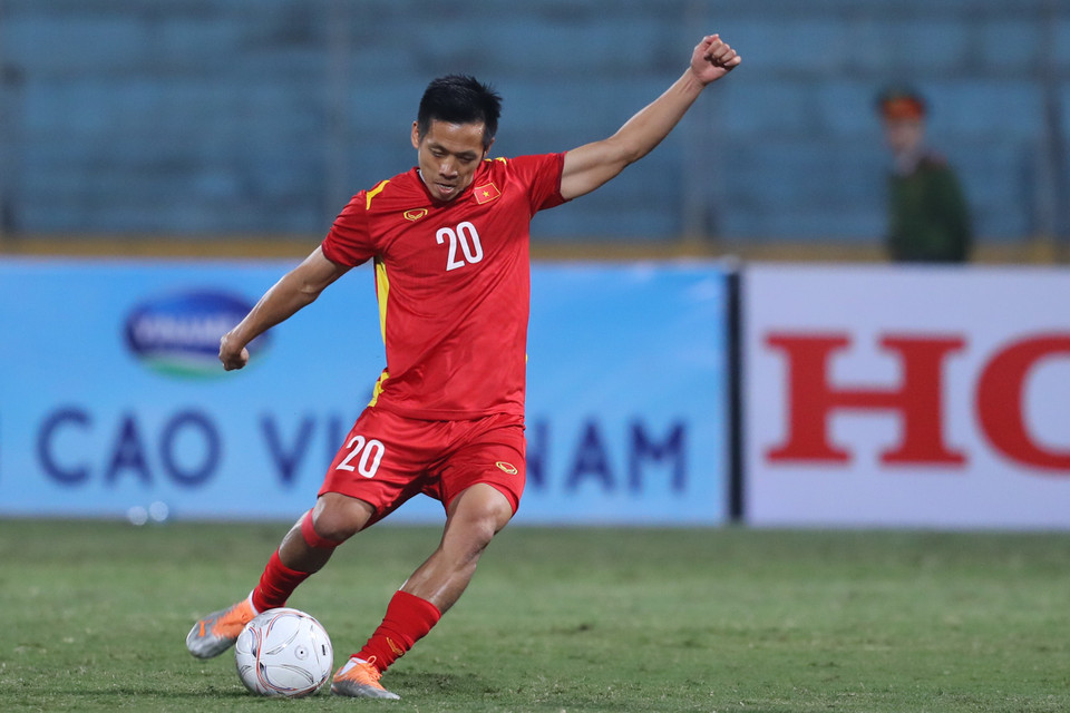 Pha lập công giúp đội tuyển Việt Nam giành chiến thắng song chắc chắn không thể khiến huấn luyện viên Park Hang-seo hài lòng sau khi trải qua 90 phút thi đấu bế tắc. (Ảnh: PV/Vietnam+)