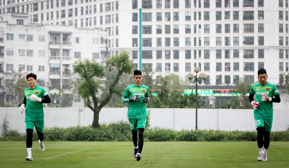 Đội tuyển Việt Nam hiện tại chỉ còn lại 3 thủ môn gồm Trần Nguyên Mạnh (CLB Viettel), Nguyễn Tuấn Mạnh (Đà Nẵng) và Vũ Tuyên Quang (Bình Định). (Ảnh: VFF)