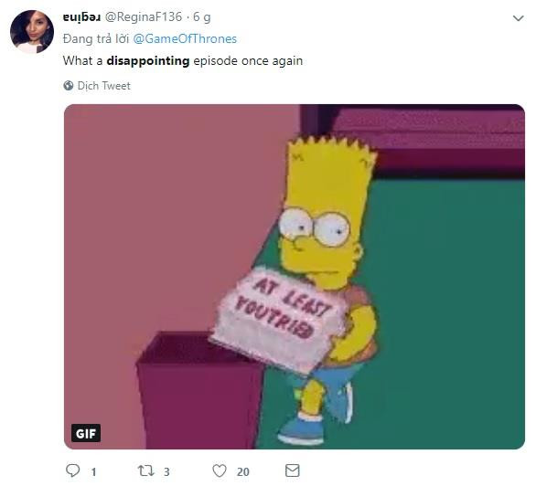 ReginaF136: "Lại một tập phim đáng thất vọng nữa.''(Nguồn: Twitter)