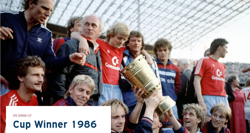 Trận chung kết diễn ra ngày 3/5/1986, FC Bayern thắng VfB Stuttgart với tỷ số 5-2. Ghi bàn:Wohlfarth (3), M. Rummenigge (2).(Nguồn: Fcb.de)