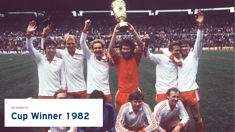 Trận chung kết diễn ra ngày 1/5/1982, FcBayern thắng FC Nürnberg với tỷ số 4-2. Ghi bàn:K. Rummenigge, Kraus, Breitner, D. Hoeneß. (Nguồn: Fcb.de)