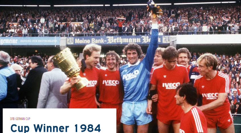 Trận chung kết diễn ra ngày 31/5/1984, FC Bayern thắng Mönchengladbach luân lưu 7-6 sau 120 phút thi đấu với tỷ số 1-1. Ghi bàn:Dremmler, Elfmeterschießen. Luân lưu: Lerby, Nachtweih, Grobe, K. Rummenigge, Dremmler, Martin, M.Rummenigge. (Nguồn: Fcb.de) 