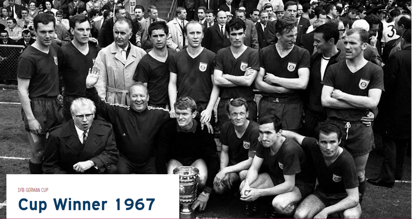 Trận chung kết diễn ra ngày 10/6/1967,FC Bayern thắng Hamburger SV với tỷ số 4-0. Ghi bàn:G. Müller (2), Ohlhauser, Brenninger. (Nguồn: Fcb.de)