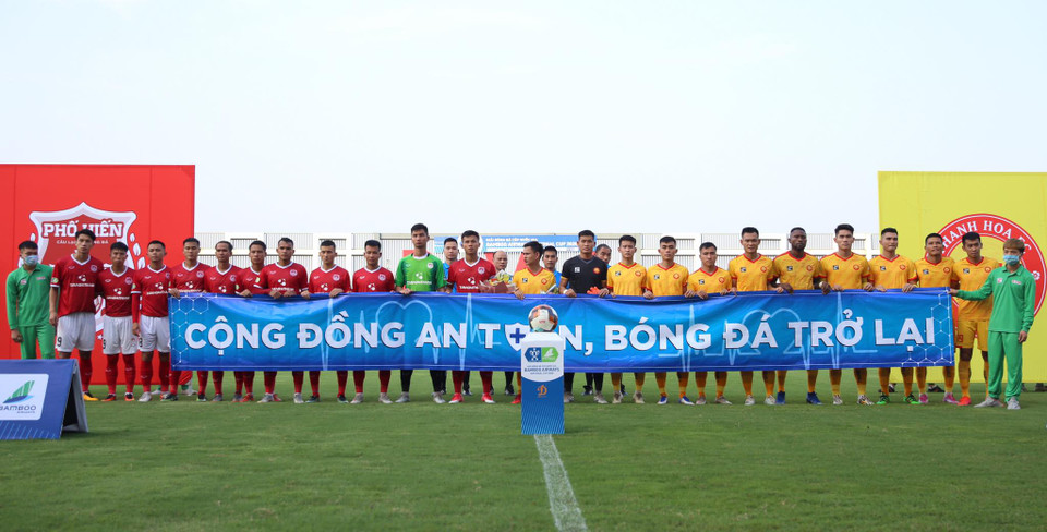 Cùng trong loạt trận của vòng loại cúp Quốc gia 2020 chiều 25/5, Đồng Tháp, Viettel, Bình Phước và Hồng Lĩnh Hà Tĩnh là những đội cùng Thanh Hóa đi tiếp vào vòng 1/8. (Ảnh: Nguyên An/Vietnam+)