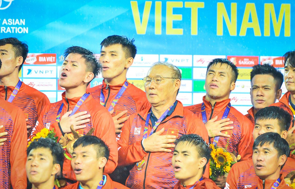 Huấn luyện viên Park Hang-seo lần thứ hai giúp U23 Việt Nam đoạt huy chương vàng SEA Games. (Ảnh: PV/Vietnam+)