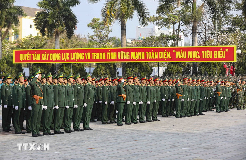 Cán bộ, chiến sỹ tham gia Lễ ra quân huấn luyện năm 2026. (Ảnh: Xuân Tư/TTXVN)
