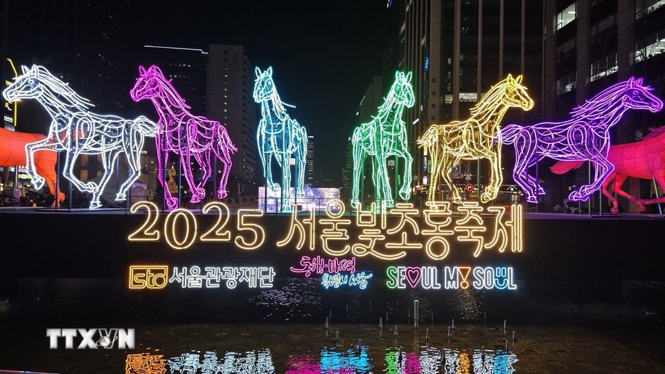 Cổng vào Lễ hội đèn lồng Seoul 2025. (Ảnh: Đức Thắng/TTXVN)