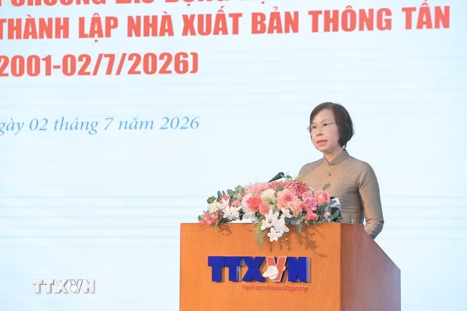 Đồng chí Vũ Việt Trang, Ủy viên Ban Thường vụ Đảng ủy các cơ quan Đảng Trung ương, Tổng giám đốc Thông tấn xã Việt Nam, Phó trưởng ban Tuyên giáo và Dân vận Trung ương phát biểu. (Ảnh: Minh Quyết/TTXVN)