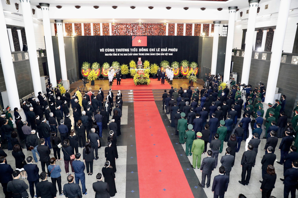 Quang cảnh Lễ truy điệu đồng chí Lê Khả Phiêu. (Ảnh: Dương Giang/TTXVN)