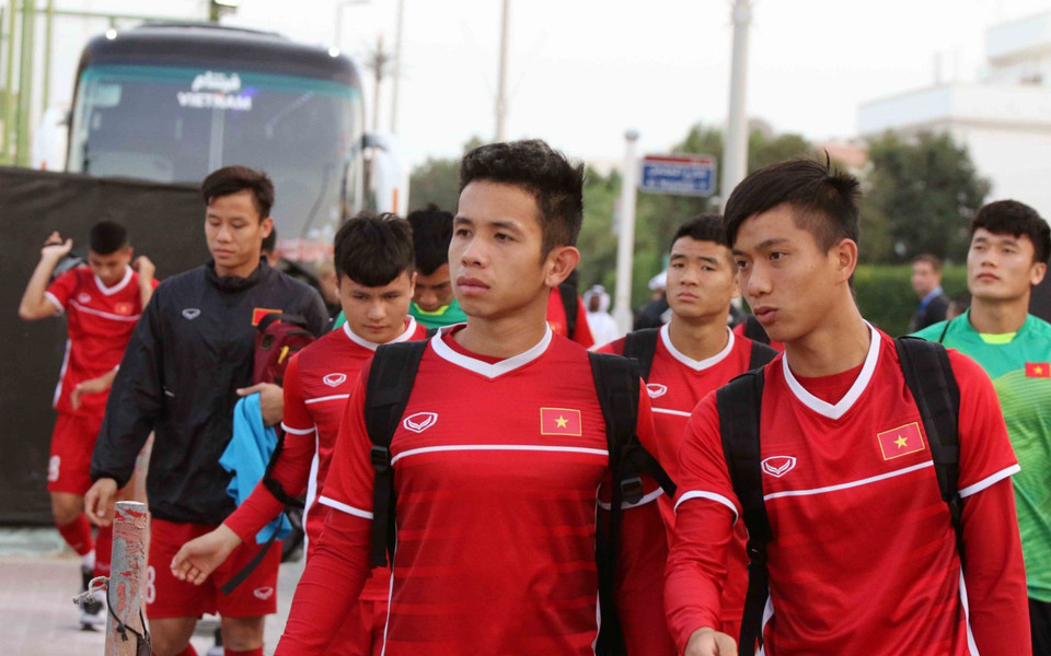 Các cầu thủ có mặt tại sân tập. (Nguồn: VFF)