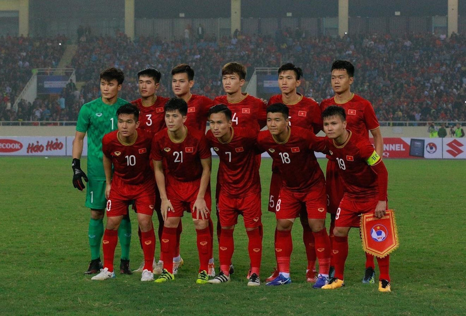 Đội hình ra quân của U23 Việt Nam. (Ảnh: Trọng Đạt/TTXVN)