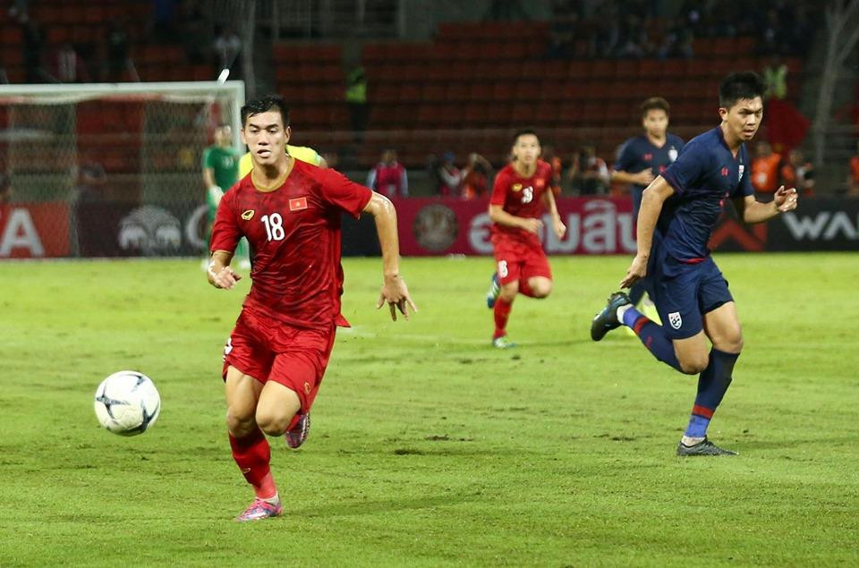 Tiến Linh, cầu thủ bất ngờ được trao vị trí chính thức không thể hiện nhiều nhưng đã hoàn thành tốt trước khi rời sân nhường chỗ cho Công Phượng. (Ảnh: Nguyên An/Vietnam+)