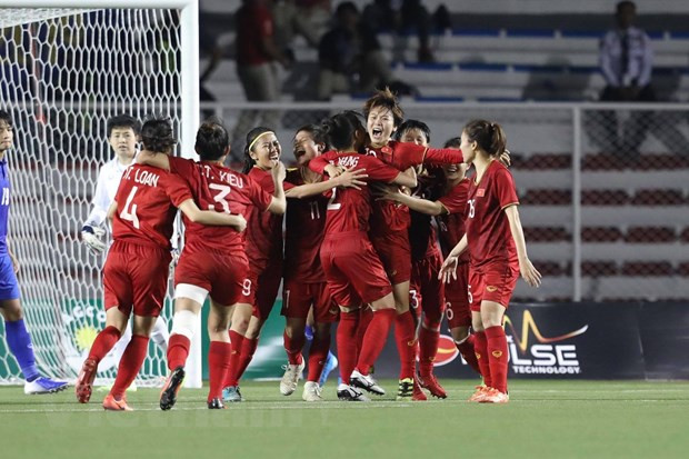 ...với bàn thắng mở tỷ số của Hải Yến. (Ảnh: Vietnam+)