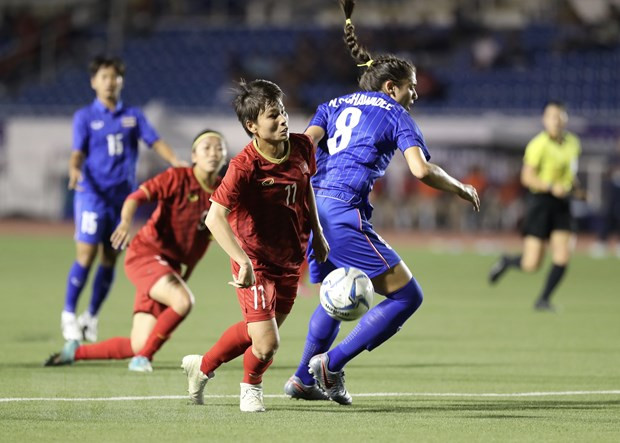 Thậm chí, cuối hiệp 1, Thái Lan còn liên tục ép sân nhưng không thành công. (Ảnh: Vietnam+)