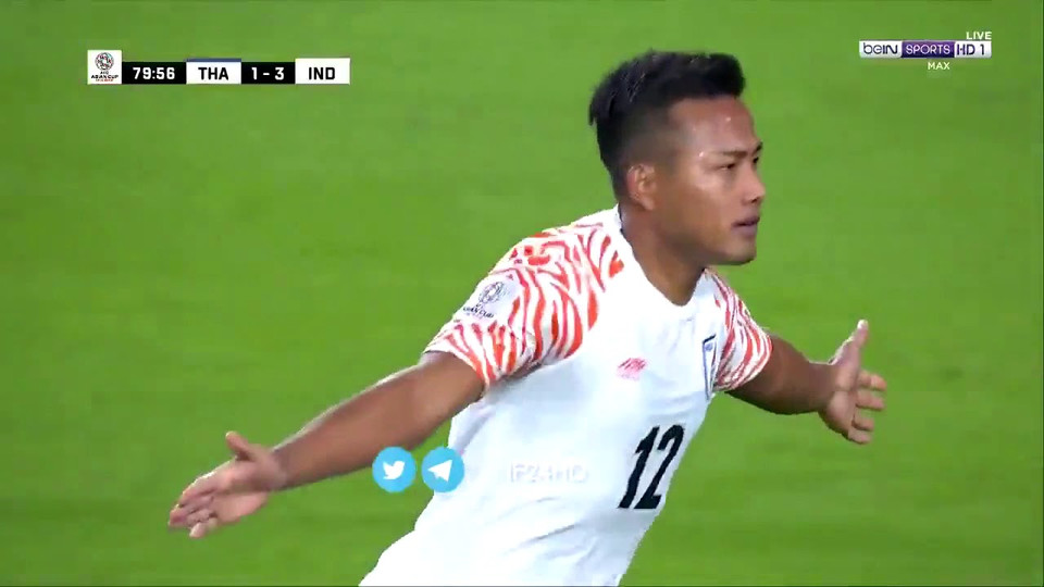 Đến phút 80, Jeje Lalpekhlua dứt điểm kỹ thuật ấn định chiến thắng 4-1 cho Ấn Độ trước Thái Lan.