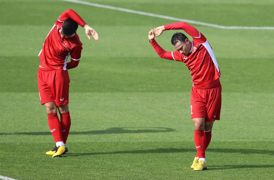 Trọng Hoàng trên sân tập. (Ảnh: Hoàng Linh/TTXVN)