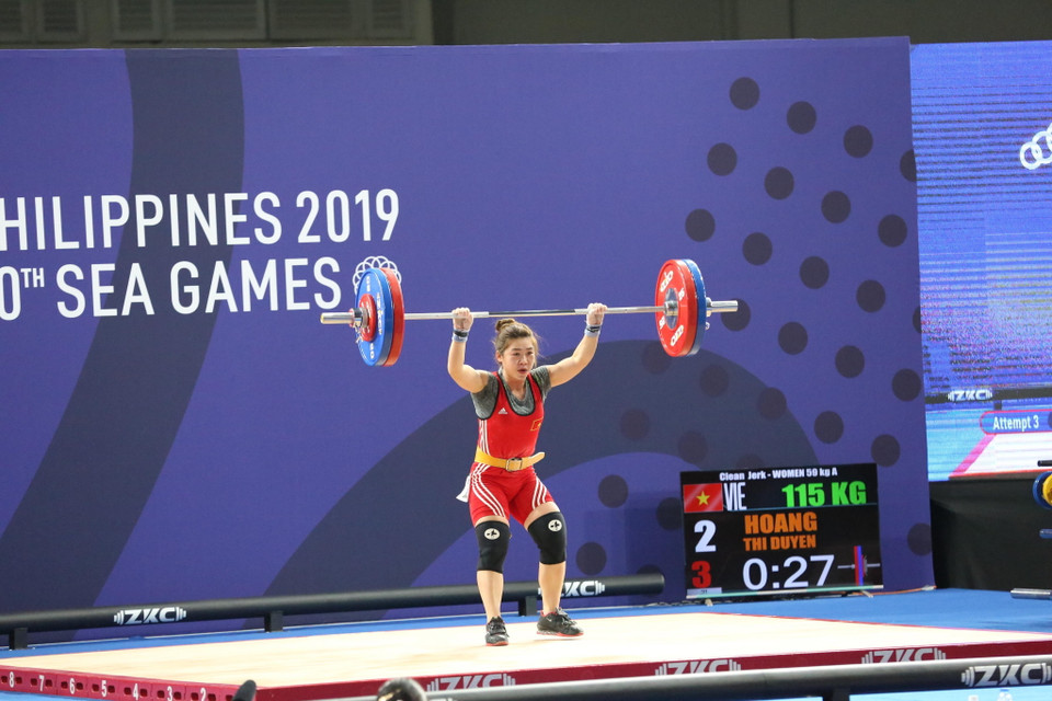 Hoàng Thị Duyên đã thi đấu vượt trội trước các đối thủ ở hạng cân 59kg. (Ảnh: Trần Giáp/Vietnam+)