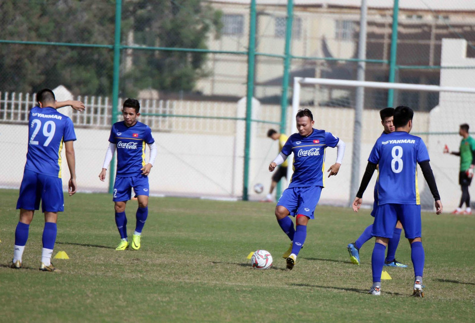 Trọng Hoàng đã trở lại và tham gia trong các bài tập chung cùng các đồng đội. (Nguồn: VFF)