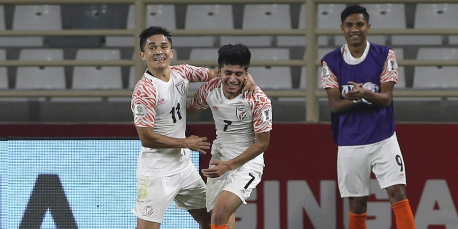 Đến phút 67, từ tìn huống tấn công nhanh, Kumam Udanta Singh đã tạo cơ hội để Anirudh Thapa (số 7) nâng tỷ số lên 3-1 cho Ấn Độ.