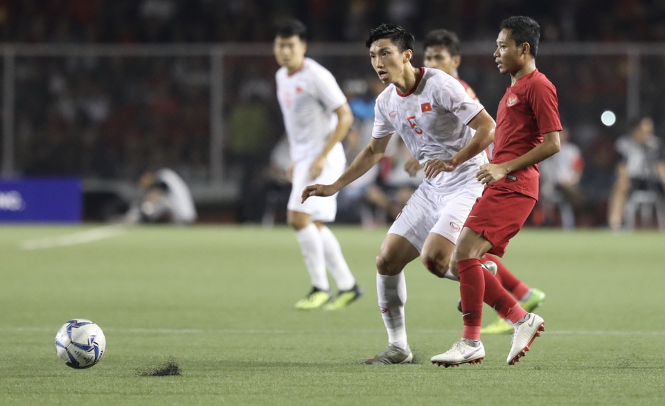 Trước khi ghi bàn, Đoàn Văn Hậu cũng đã chơi rất ấn tượng...(Ảnh: Hoàng Linh/TTXVN)