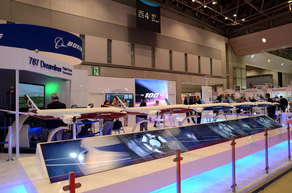 Gian triển lãm của hãng Boeing. (Ảnh: Thanh Hữu-Nguyễn Tuyến/Vietnam+)