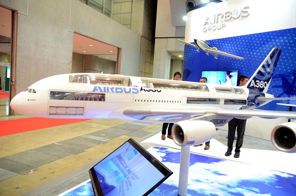 Mô hình máy bay dân dụng A380 của Airbus. (Ảnh: Thanh Hữu-Nguyễn Tuyến/Vietnam+)