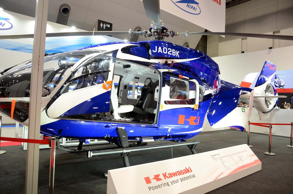 Trực thăng JAO2BK của hãng Kawasaki. (Ảnh: Thanh Hữu-Nguyễn Tuyến/Vietnam+)