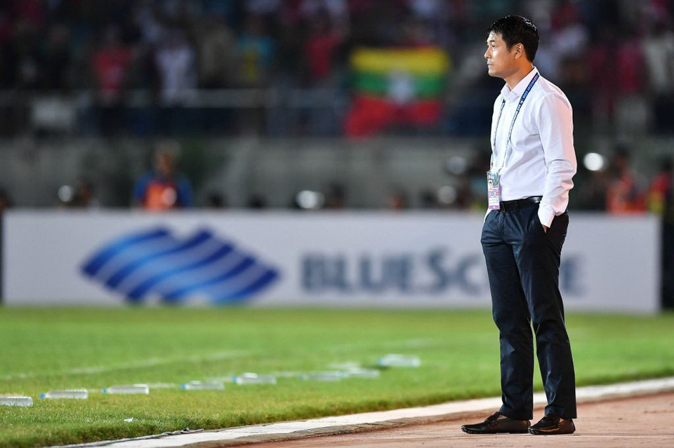 Bàn thắng của Aung Thu khiến HLV Hữu Thắng lo lắng. (Nguồn: Affsuzukicup)